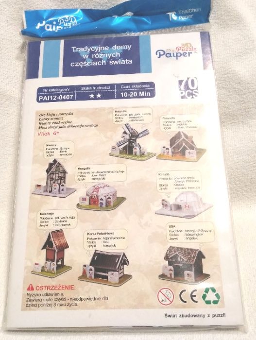 Puzzle papierowe 5D Tradycyjne domy w różnych częściach świata