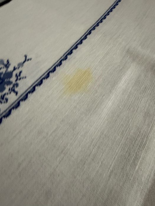 Toalha linho branco com bordado a mao