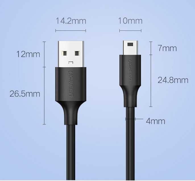 Ugreen kabel przewód USB - mini USB 1 m czarny