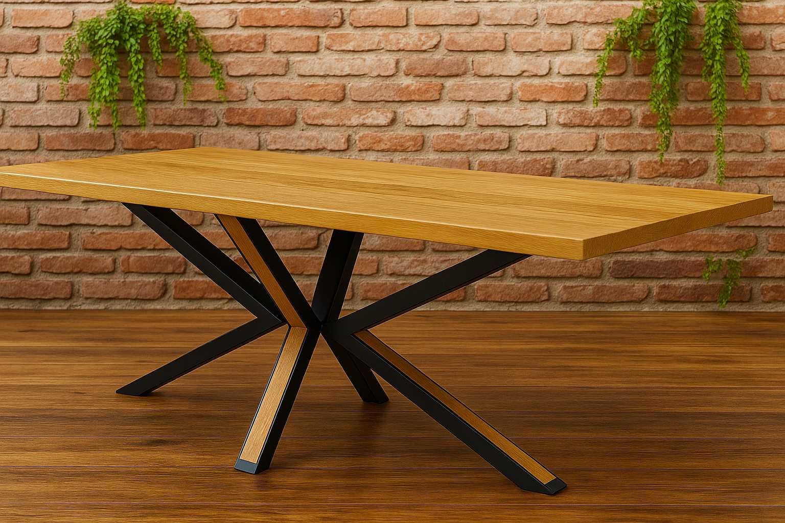 Stół Pająk Dębowy LOFT, 100% Lite Drewno DĄB, Rozkładany.