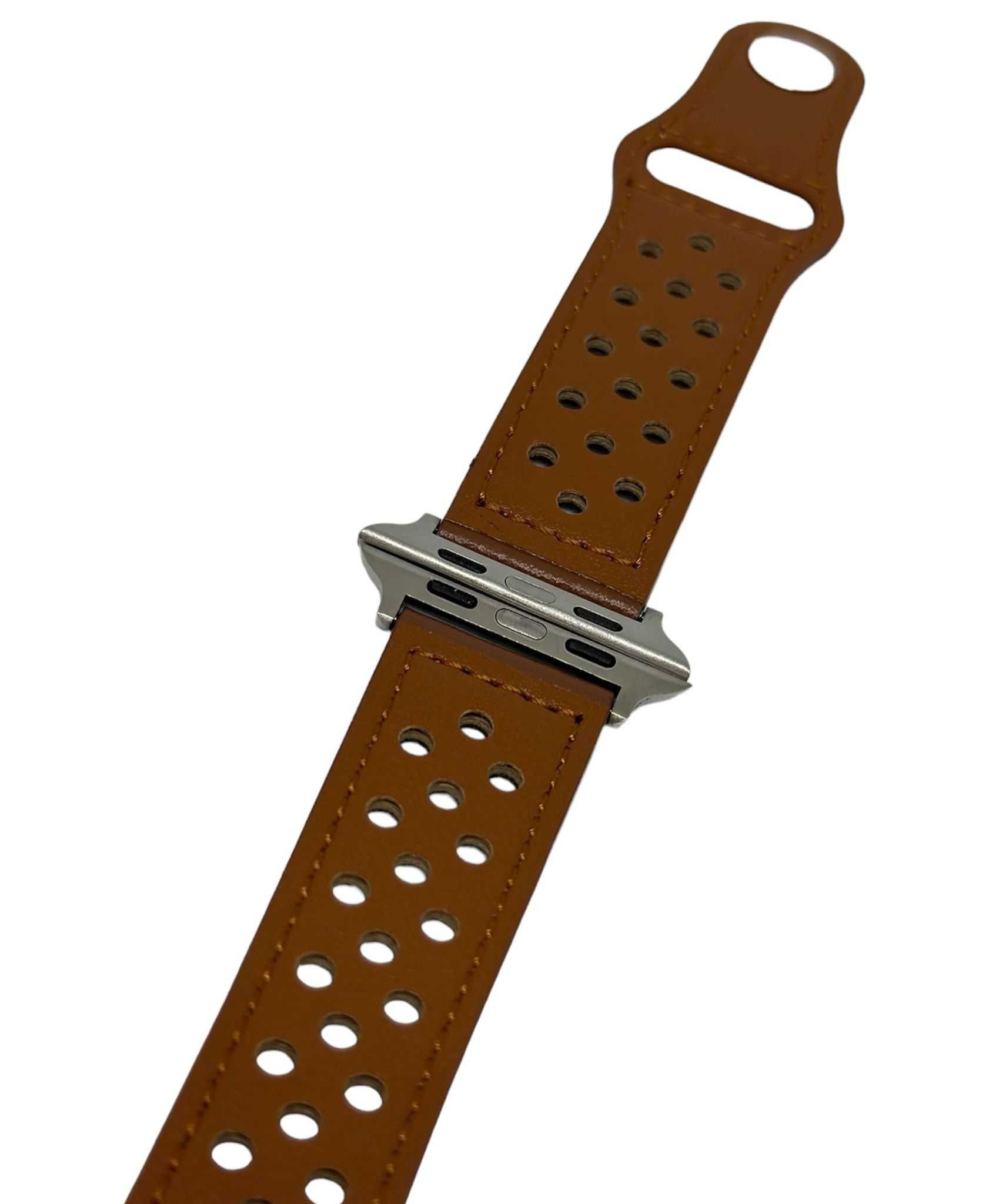 Opaska wymienna Apple Watch 42/44/45mm a'la skórzana Brązowa kod 902