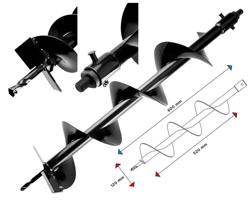 GRAPHITE świder glebowy M14  120mm x 600mm