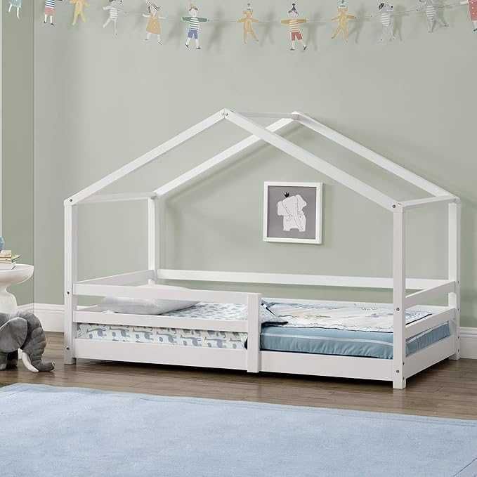 Cama Infantil Montessori 70x140 cm – Casinha em Madeira de Pinho