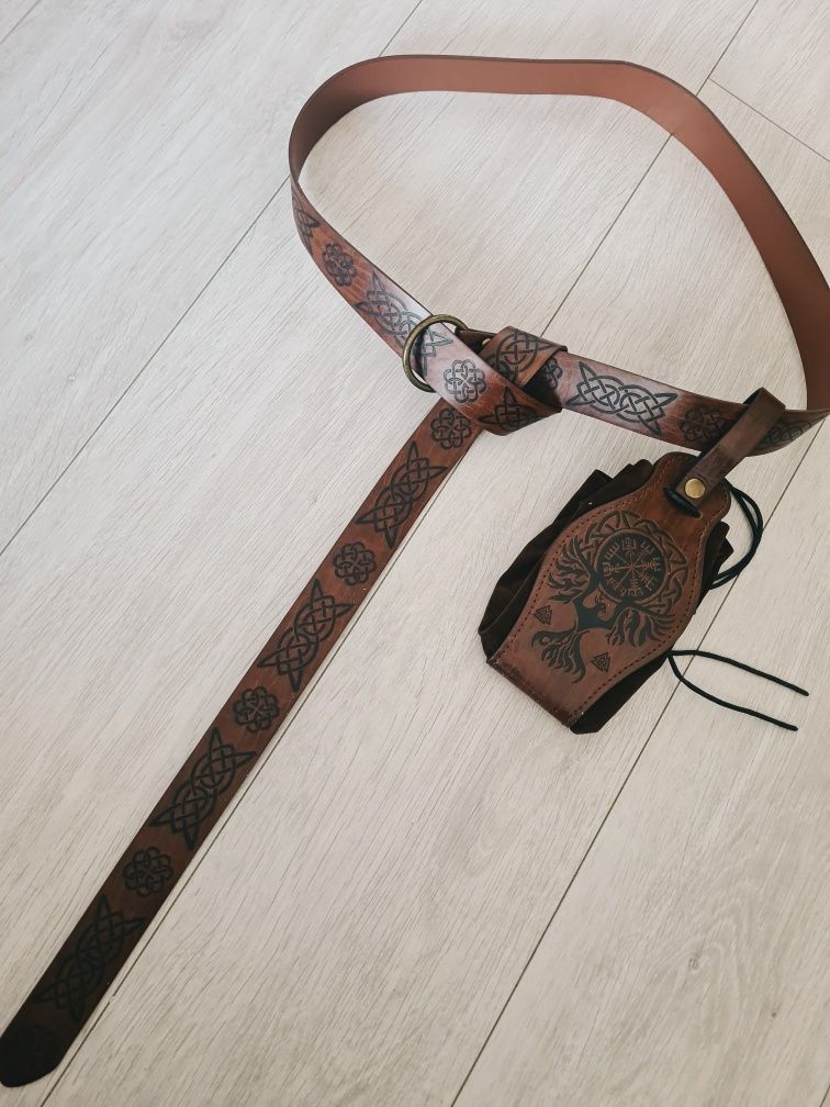Pas pasek średniowieczny Nordycki Feniks Larp Vegvisir survival sakwa
