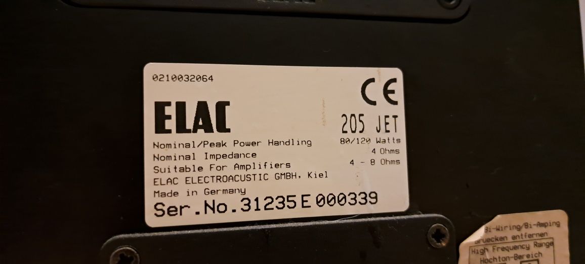 Kolumny stereo Elac 205 Jet tweeter wstęgowy