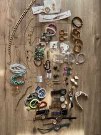 bransoletki, zegarki, kolczyki, łańcuszki