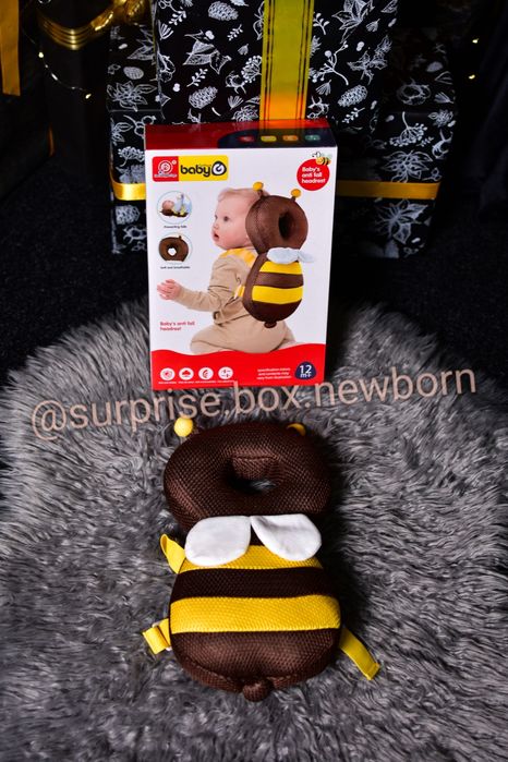 Захисна подушка/іграшка для голови та спини “Бджілка” — 30 см, жовта