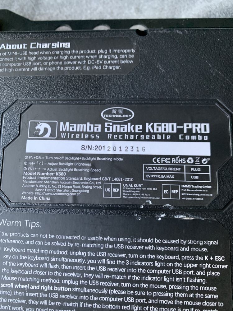 Игровая безпроводная клавиатура Mamba Snake K680-Pro