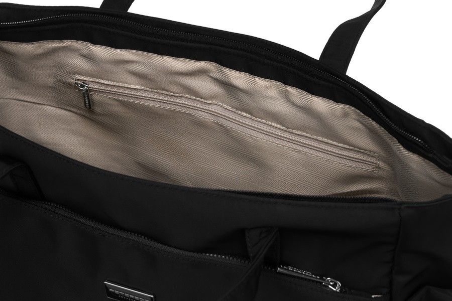 czarny shopper bag torebka mieszcząca a4 - peterson