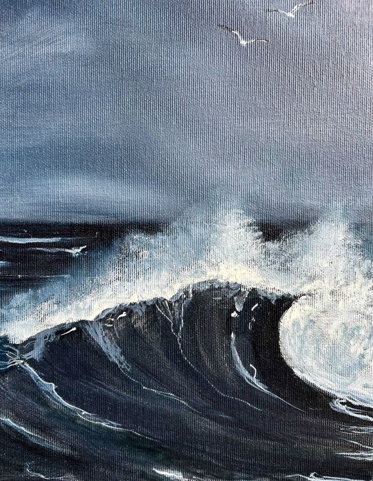 Картина Морський пейзаж Морська волна Полотно 50/40 Олія