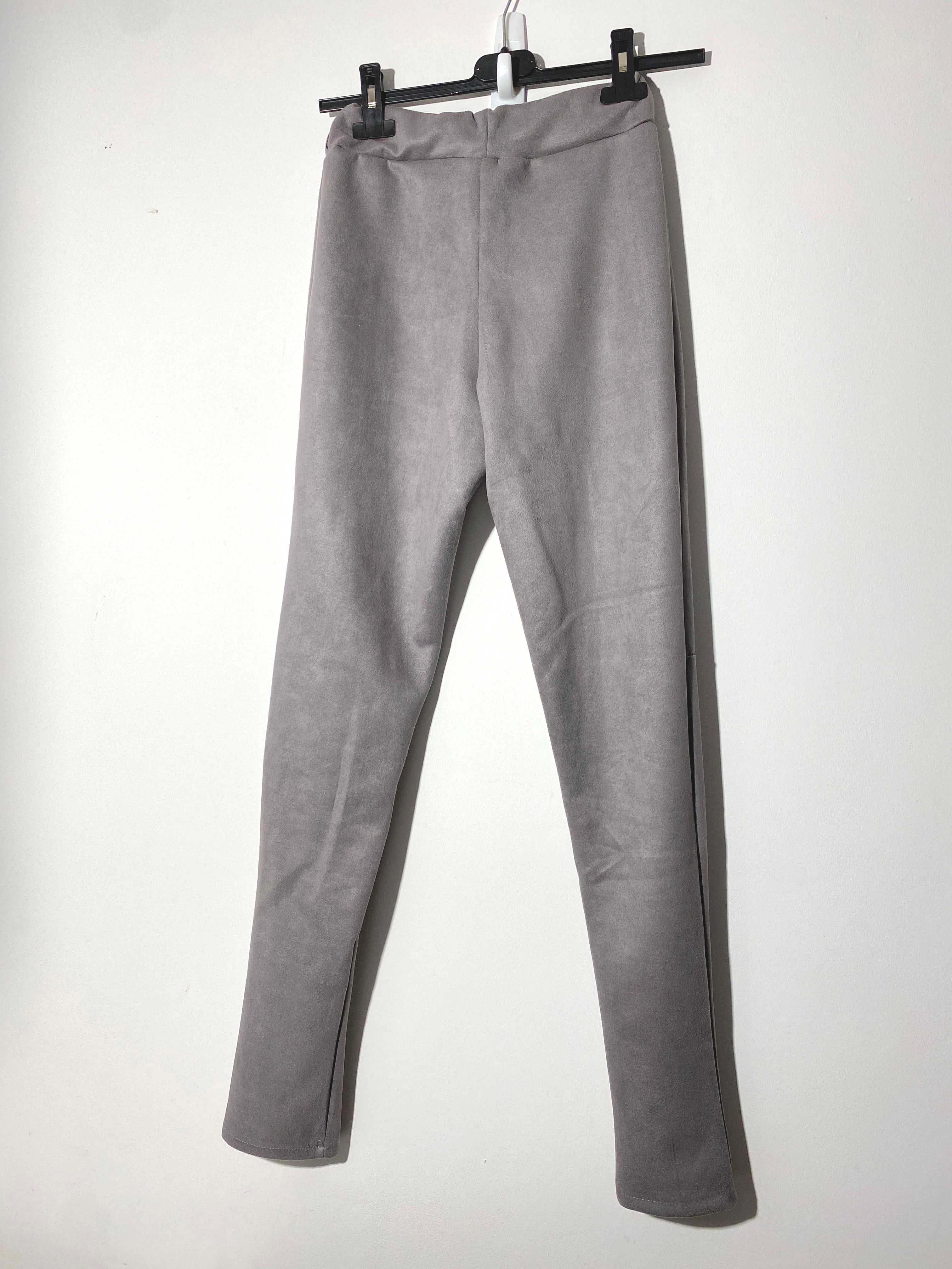 NOWE spodnie szare S 36 a'la zamsz tregginsy legginsy rurki slim fit