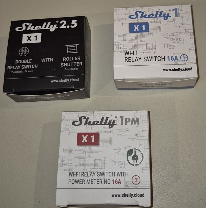 Shelly 2.5, shelly 1, shelly 1PM domotica