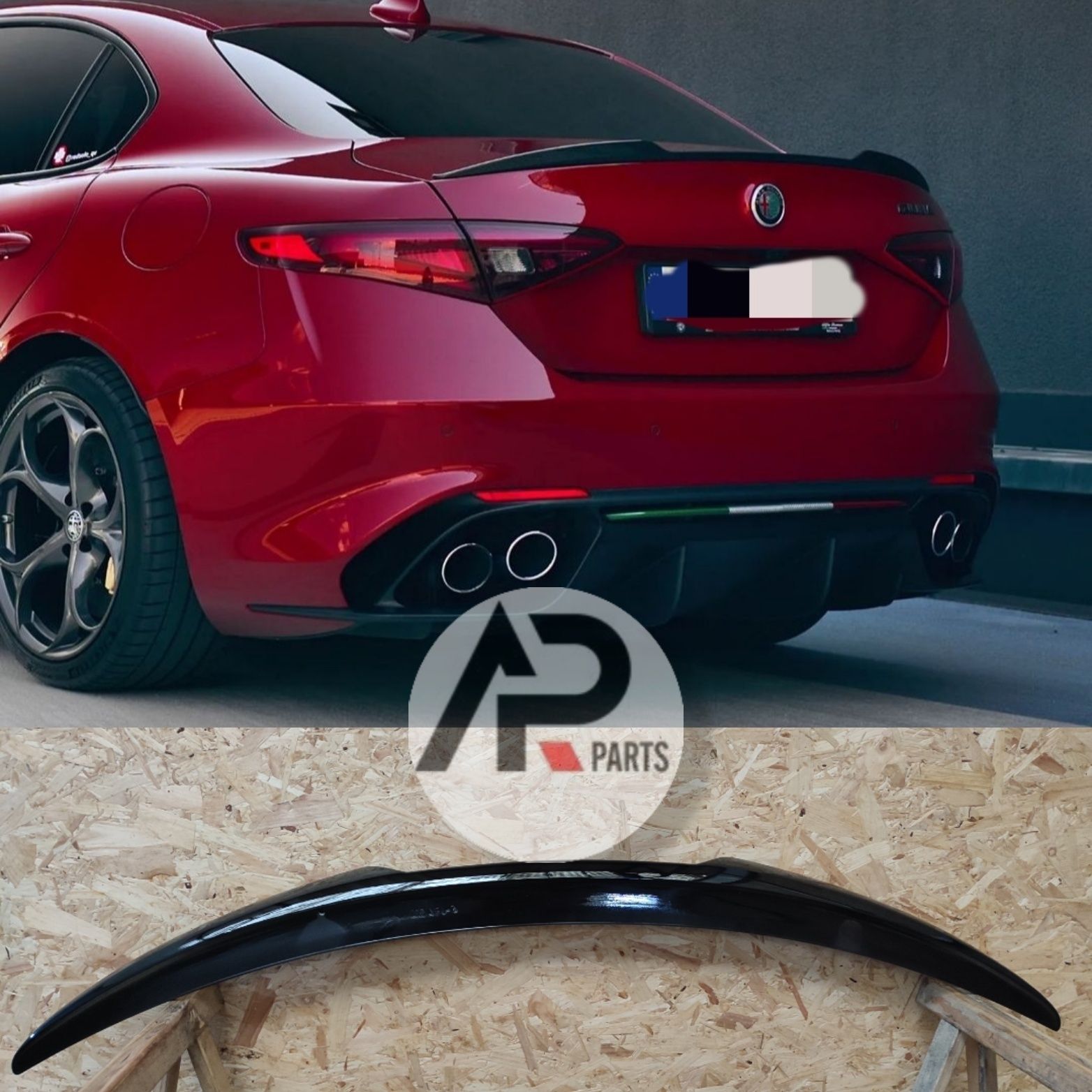 Alfa Romeo Giulia Spoiler Aileron Mala Quadrifoglio Preto Brilhante