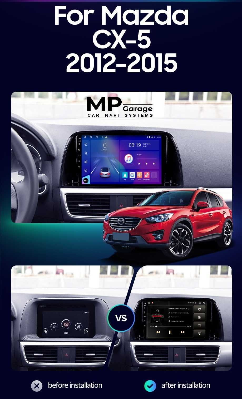 Radio Nawigacja Mazda CX-5 Android 11 CarPlay/AndroidAuto 4G Qled