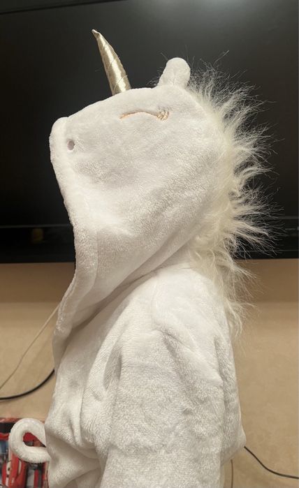 Махровый халат единорог детский