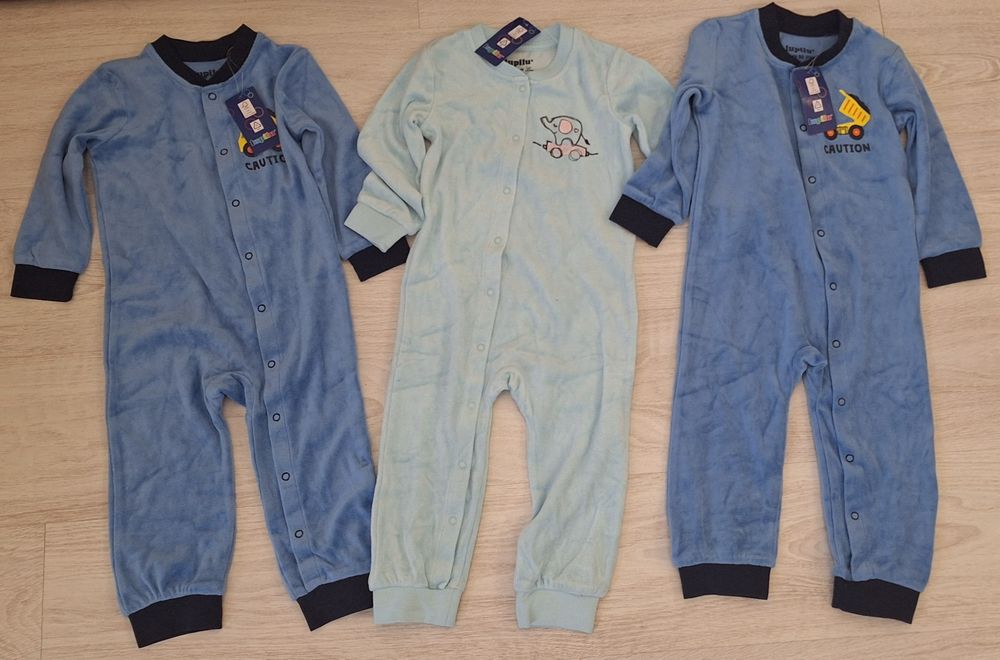 Pajacyki 3 sztuki Lupilu welurowe r.86 NOWE