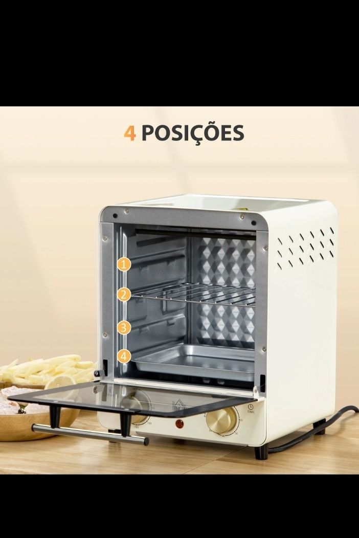 Homcom mini forno elétrico 15L 1000w com temperatura  até 230°C