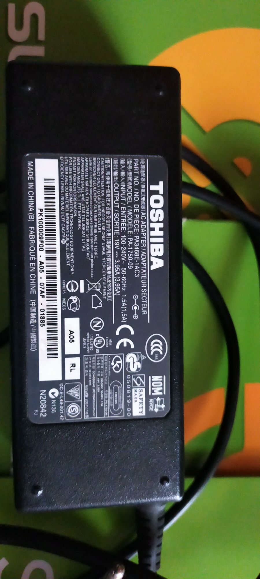 Zasilacz Toshiba PA-1750-09 


Zasilacz używany, kabel pr