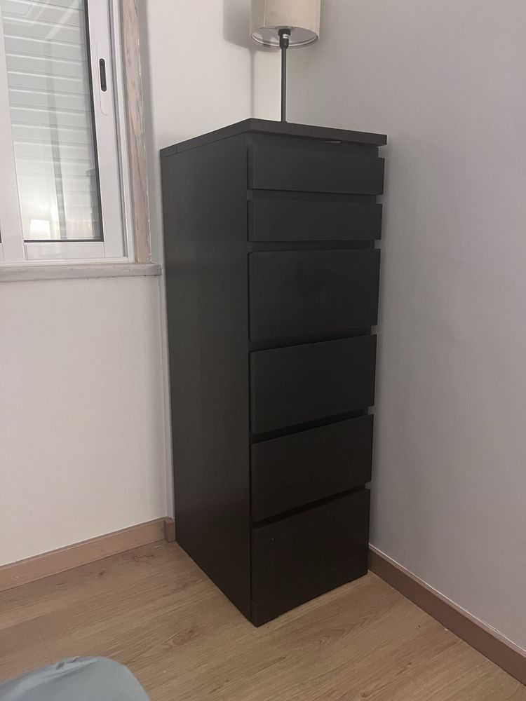 Comoda com 6 gavetas malm preta