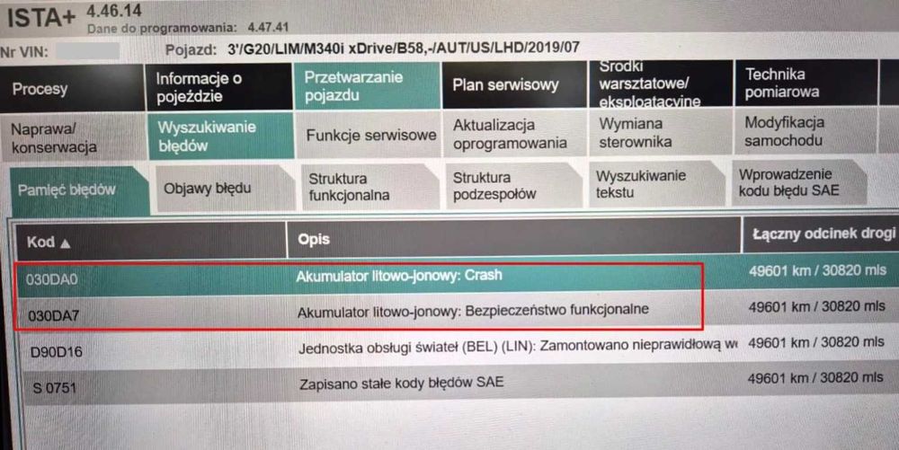 BMW G20 G05 G06 G07 Naprawa Akumulatora LG Chem 12V Li-Ion