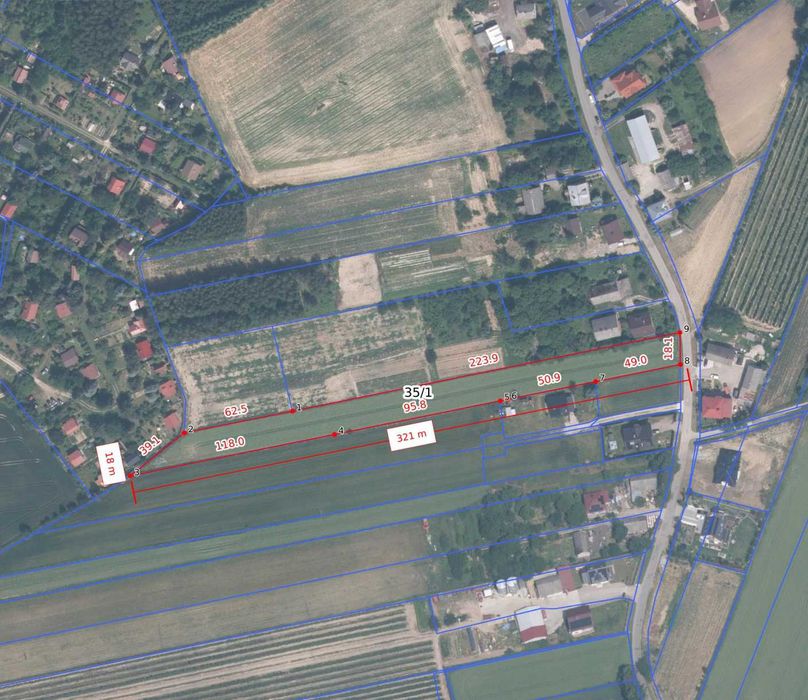 Dzialka budowlana 18,5a + 35a rolna w Więcławicach Dworskich