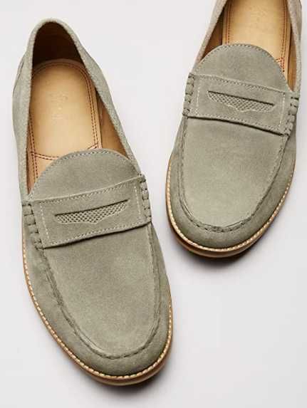 Męskie skórzane buty mokasyny beżowe rozmiar 43