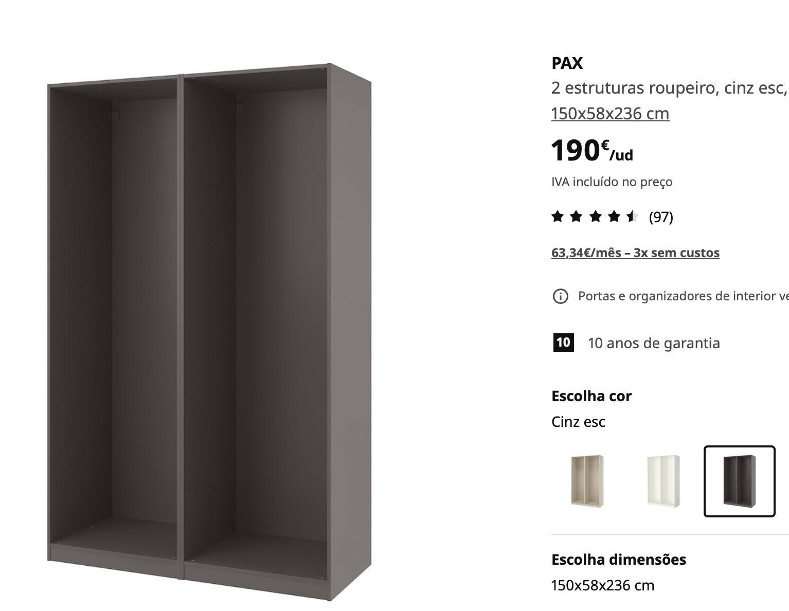 Roupeiro PAX IKEA com portas deslizantes em painéis de cortiça