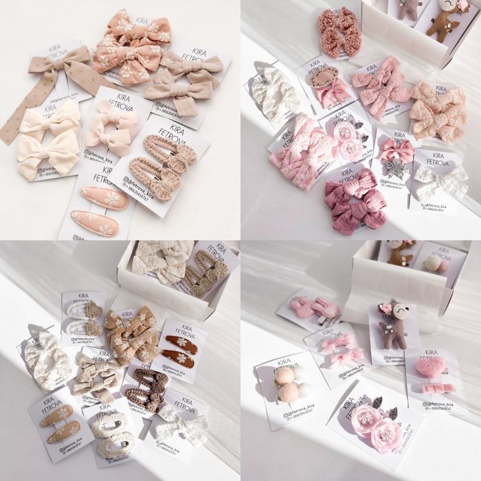 Заколки з вишивкою, бантики клік-класу дитячі детские заколки бантики