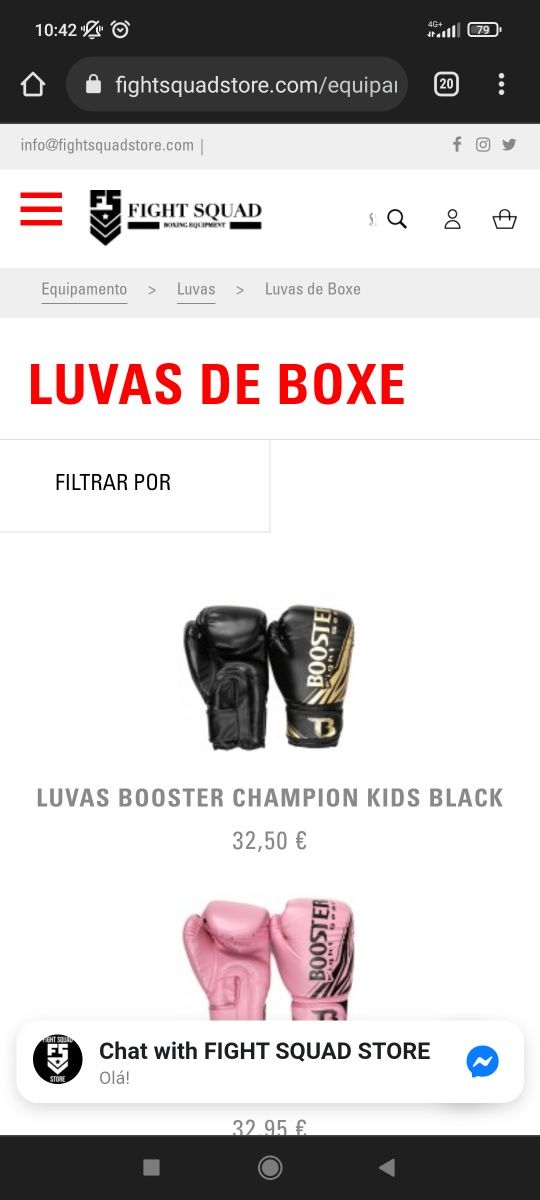 Equipamento Kickboxing criança