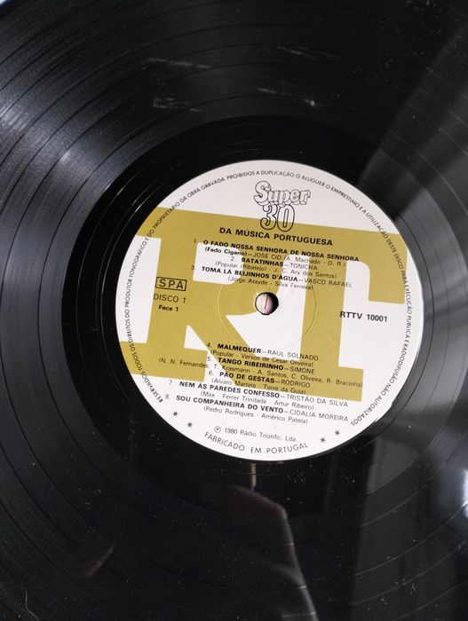 Disco de vinil duplo LP Super 30 Êxitos da Música Portuguesa