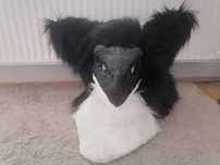 Dino maska/fursuit, ogon, skrawki futra, pianka tapicerska