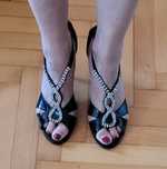 Buty do tańca sandały na obcasie z cyrkoniami