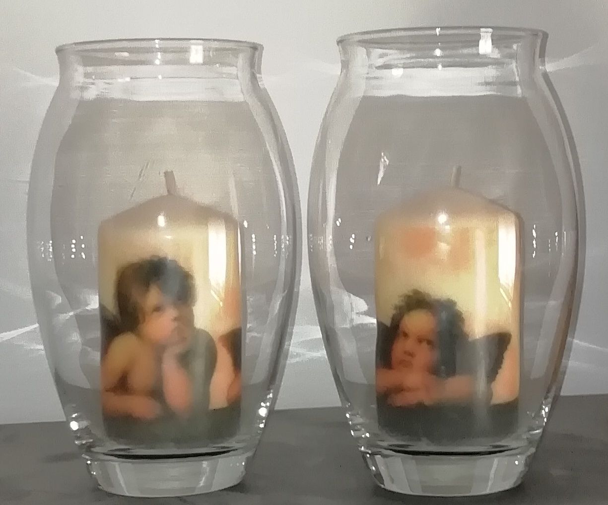 Par de jarras c/ oferta de velas anjos