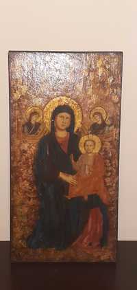 Ikona na desce Maryja z Dzieciątkiem Jezus V wys 33 cm
