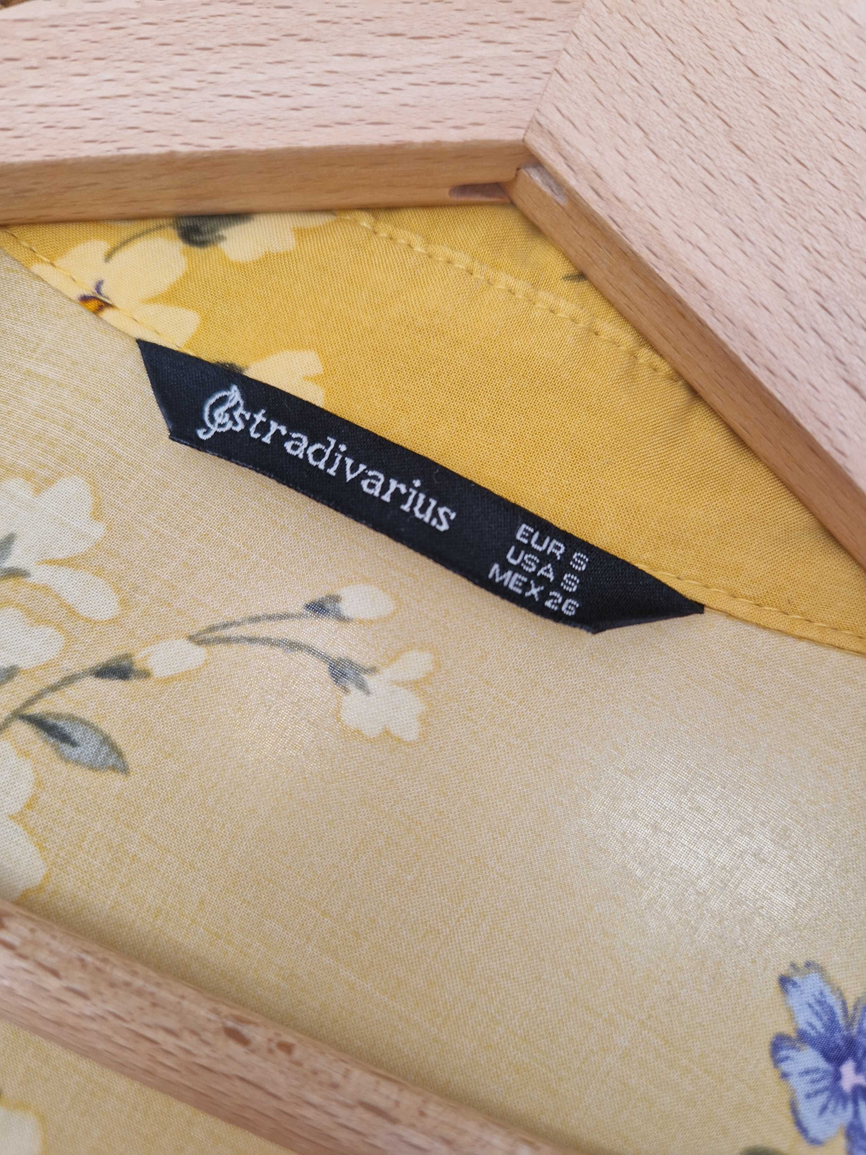 Żółta/musztardowa koszula w kwiaty Stradivarius