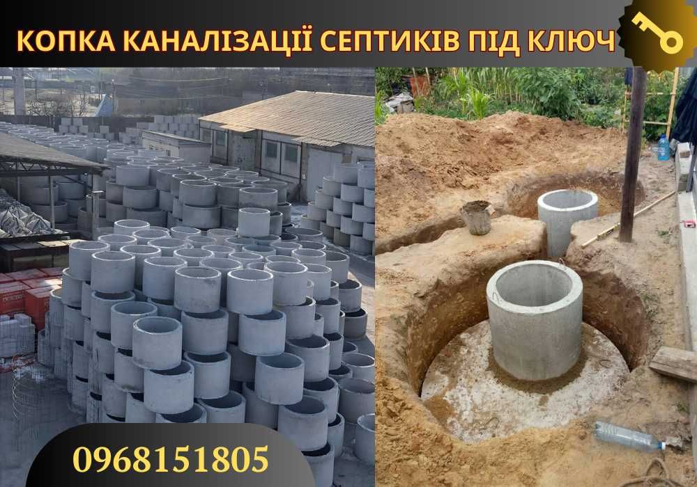 Каналізації під ключ | Септики | Бетонні Кільця | Монтаж та доставка