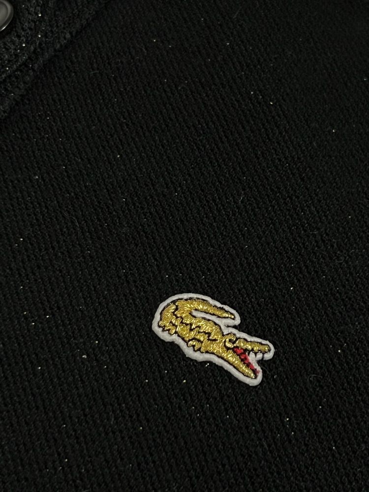 Підліткова футболка на дівчинку 13-15 рок Lacoste чорна з блискітками