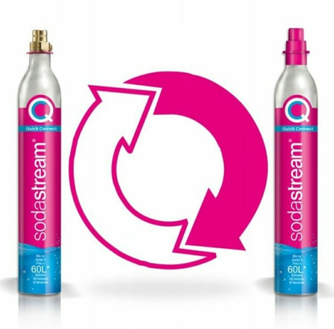 SodaStream wymiana butli Co2 niebieskie różowe Quick Connect