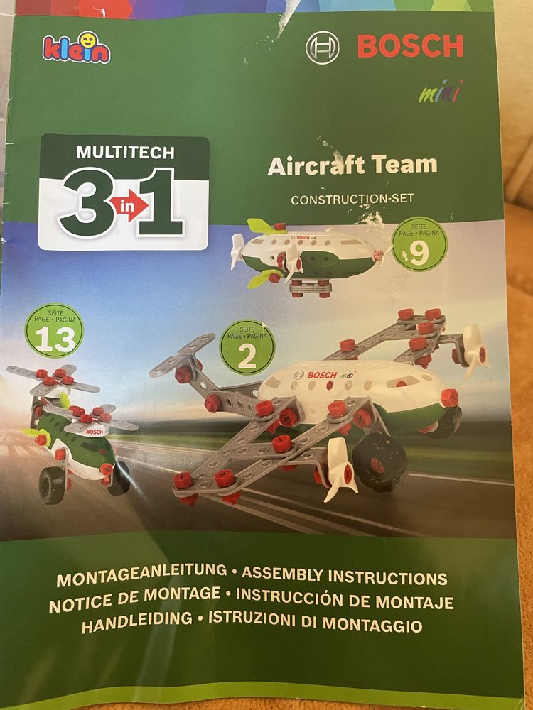 Набір для конструювання літаків Klein Bosch 3 in 1 Aircraft, 83 деталі
