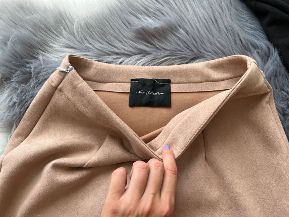 Крутая Юбка замшевая бежевая Италия! С перфорацией! Спідниця замшева