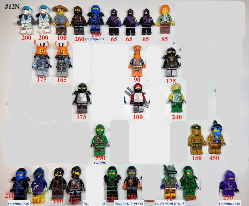 Лего Ниндзяго фігурки деталі торси ноги шоломи зброя Lego Ninjago