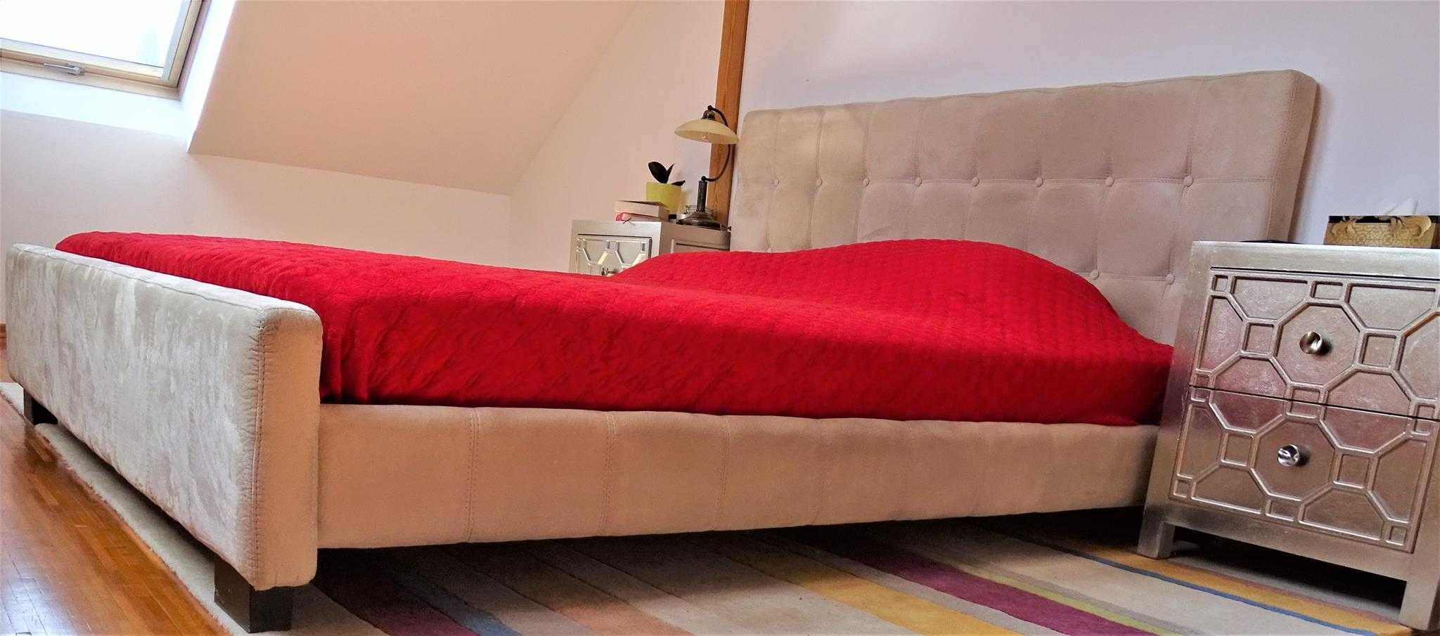 Łóżko KING SIZE 180 z AlmiDecor wraz z 2 szafkami nocnymi - jak NOWE