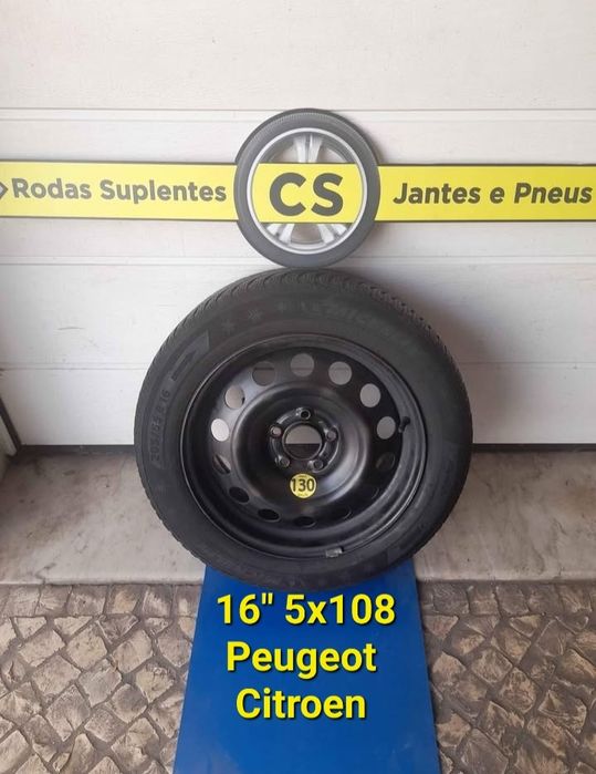 Roda suplente 16 5x108 Peugeot Citroen Volvo pneu 205/55 ou 205/60R16