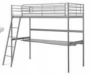 Łóżko piętrowe z biurkiem SVARTA ikea