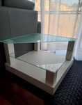 Design moderno - Mesa de centro vidro e madeira lacada branca