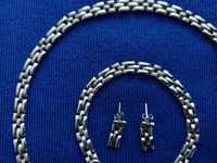 komplet biżuterii srebrnej naszyjnik, bransoletka, kolczyki