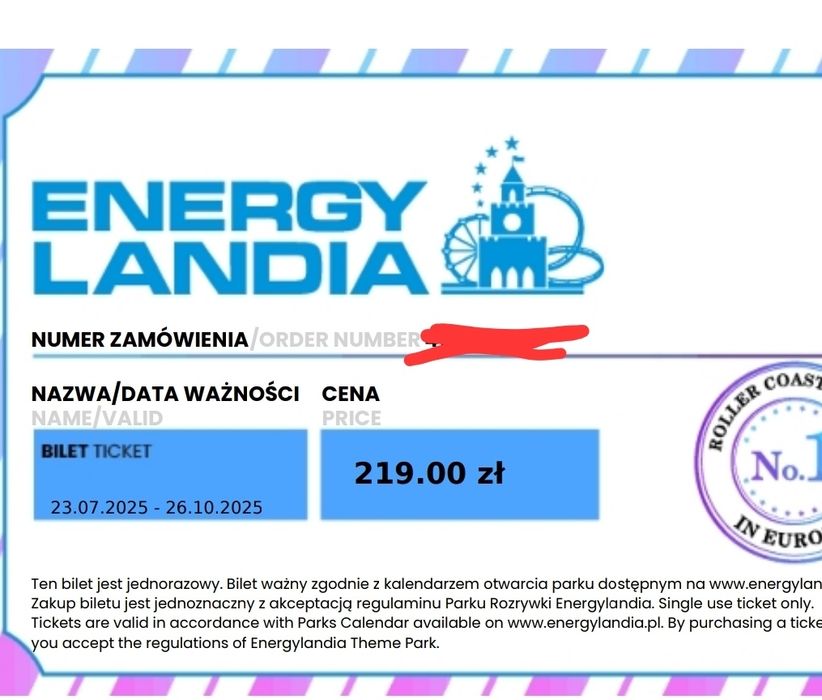 Energlandia. 3 bilety normalne
