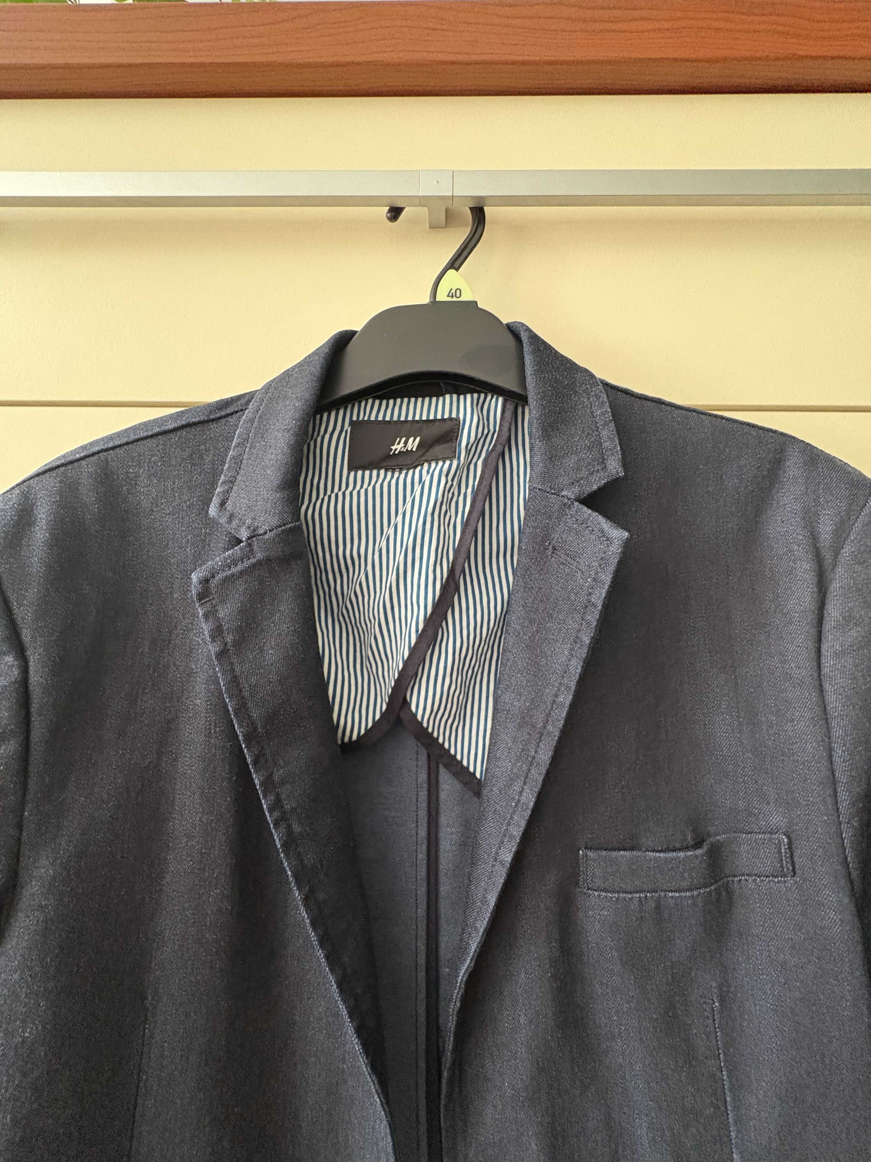 Marynarka juniorska/męska H&M jeansowa ciemnogranatowa, S