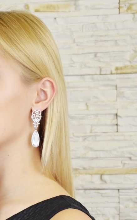 Kolczyki ślubne, Swarovski, marka Novia Blanca, model Auriga, nowe