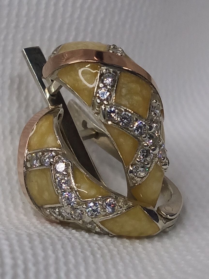 Сережки срібло 925пр.,та позолотою 375пр.